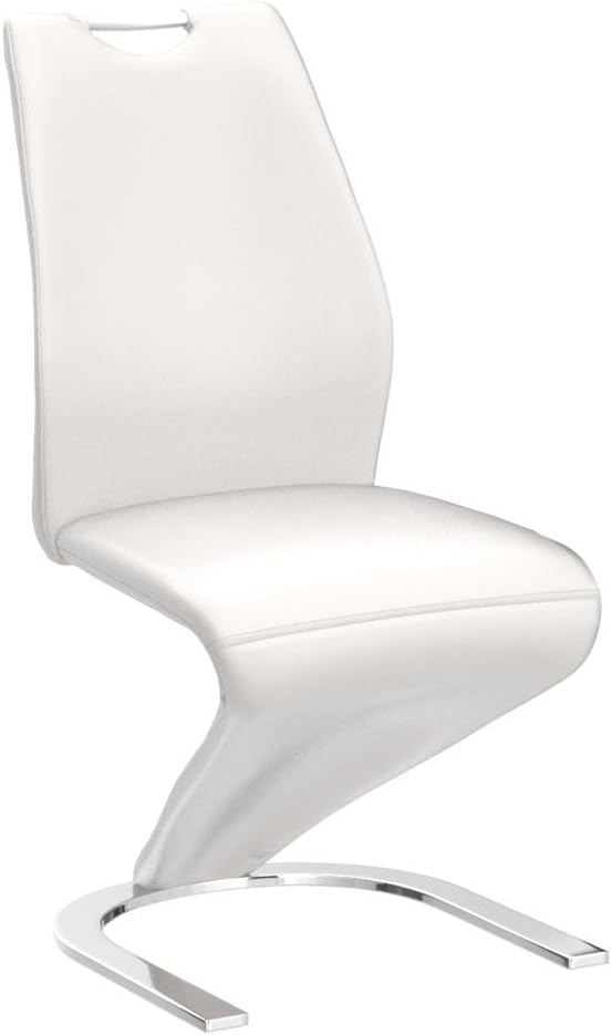 Mermaid Dining Chairs Set of 2,Modern Kitchen Dining Room Armless Upholstered Side Chairs in PU Leather Cushion Seat and Sturdy Metal Leg(2 White)