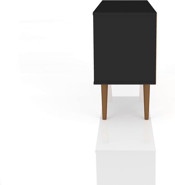 Manhattan Comfort Liberty Mid Century Modern TV Stand for Televisions up to 46 Inches, Bedroom and Living Room Entertainment Center with Storage, Shelves, and Cabinet, 43" Wide, Black