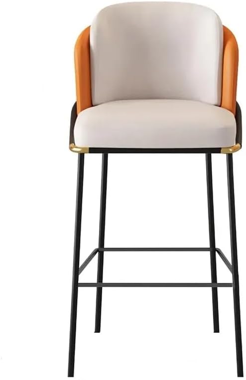 homary Barstools Modern PU Leather Bar Stools with Back and Footrest Waterproof Upholstered Breakfast Chairs for Kitchen Island or Counter (Orange,1 Chair, 41.3" H)