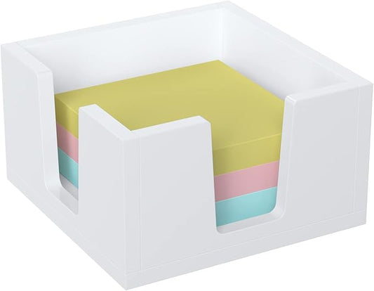 Acrylic Sticky Note Holder, Self-Stick Note Pad Holder W/O Pads - Note Dispenser Memo Pad Holder Desk Organizer for School Office Home (3''x3'' White)