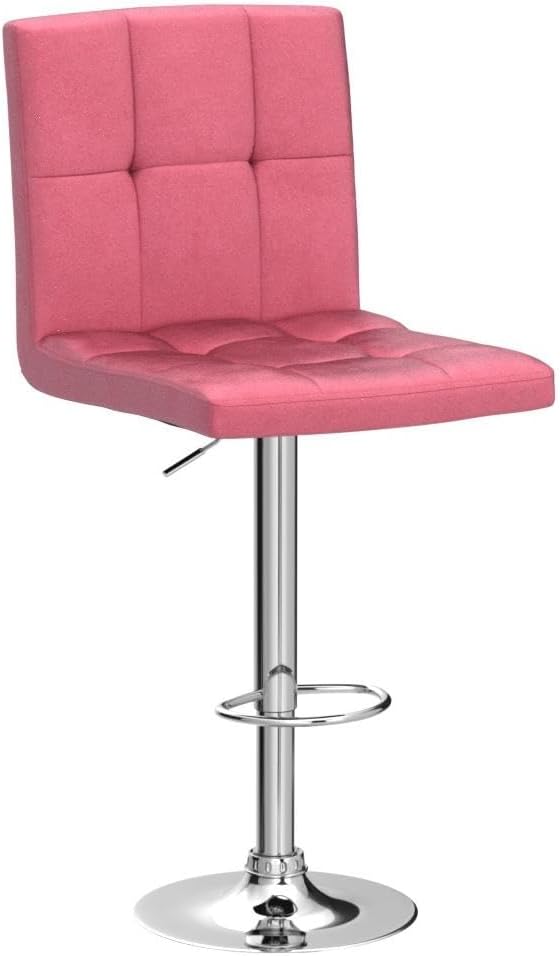 Yaheetech Pink Bar Stools Set of 2, Adjustable Velvet Barstools, Modern Counter Height Swivel Stool with Bigger Base for Kitchen Island, Pink