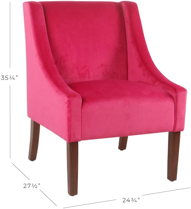 Homepop Home Decor | Upholstered Classic Swoop Arm Accent Chair | Accent Chairs for Living Room & Bedroom | Decorative Home Furniture, Pink