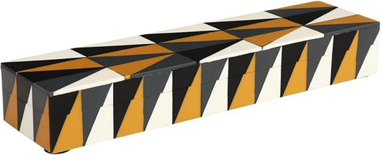 Handicrafts Home Modern Puzzle Decorative Storage Box - Rectangular, Yellow & Black Geometric Pattern - 10x2.5x1.5 Inches - Keepsakes, Trinkets, Home Decor - Coffee Table Storage, Memory Box