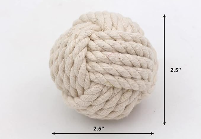 Set of 6 Decorative Nautical Cotton Rope Balls – 2 Inch Each – Handmade Rustic Knot Spheres – for Coastal Home Decor, Bowl Fillers, Tray Styling, Wedding Centerpieces, or Housewarming Gift Idea