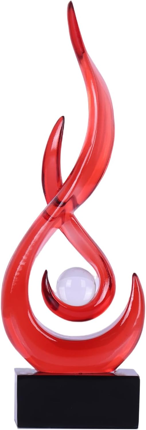 Modern Abstract Art Table Decoration - Ceramic Statue Modern White Ornaments for Living Room Great Gift Idea Home Décor 5 * 2.5 * 10.5 inch Gift Box Included (Red)