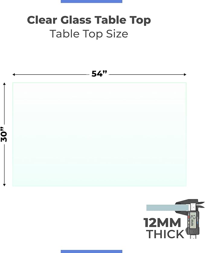 Fab Glass and Mirror Rectangle Glass Table Top, 30" x 54", Clear