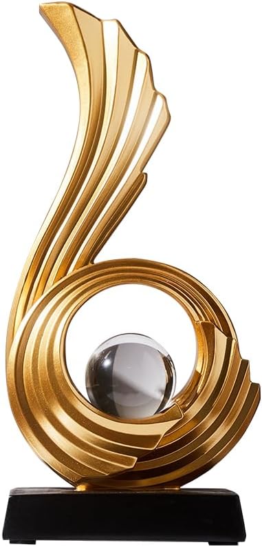 Modern Golden Abstract Art Sculpture, Gold Entryway Table Accents, Resin Statue–Crafted Decor for Living Room, Office & Coffee Table Accents