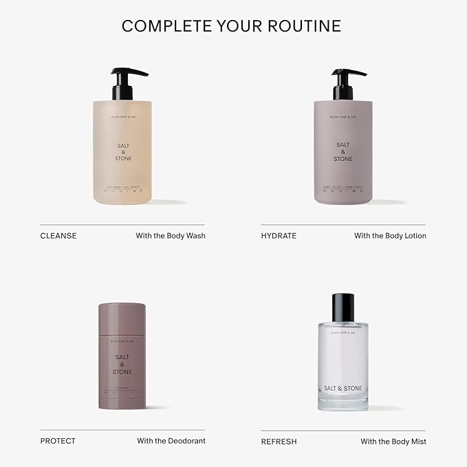 Salt & Stone Body Lotion for Women & Men| Scented Daily Body Lotion | Hydrates, Nourishes & Softens Skin | Restores Dry Skin | Fast-Absorbing | Cruelty-Free & Vegan (450 ml) (Black Rose & Oud)