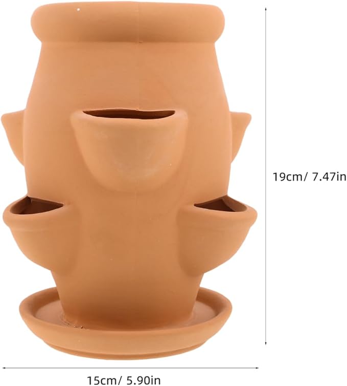 VICASKY Strawberry Planter Pot Tower Planters Outdoor Plants Terracotta Hen Chicks Pots Shaped Green Stalk Plant Stoneware Embossed Succulents Orchids Decorative Vertical Gardening Balconies