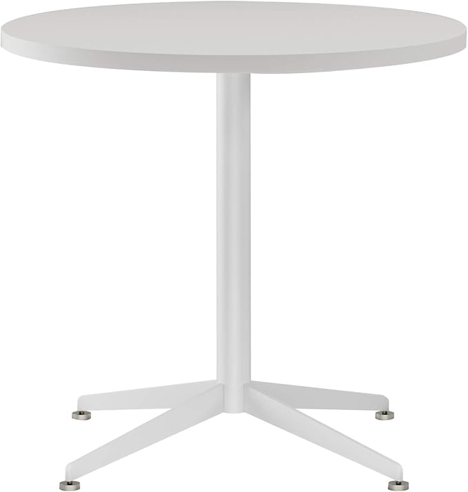 White Dining Table Round Small Office Table Conference Table Coffee Meeting Table for Office Boardroom Kitchen Living Room Waterproof Desktop Easy Assembly 31.5 inch