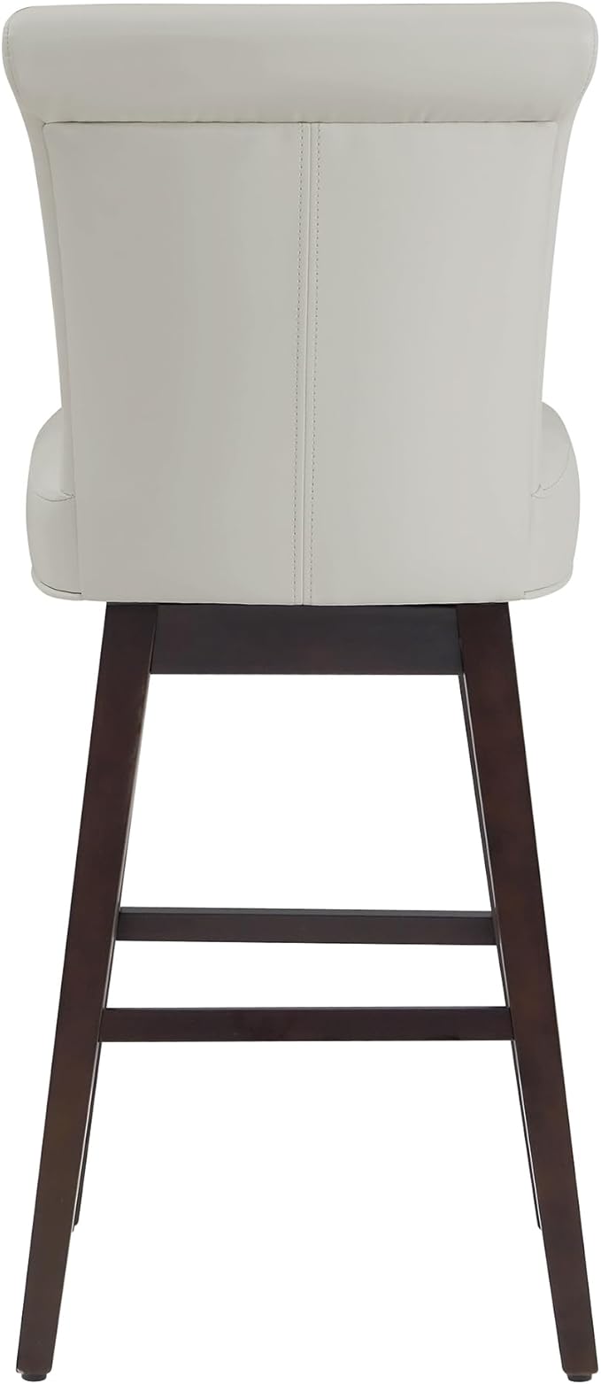 CHITA 30 Inch Counter Height Swivel Bar Stools Set of 2, FSC Certified Modern Upholstered Faux Leather Swivel Barstool Chairs with Back, Creamy Grey