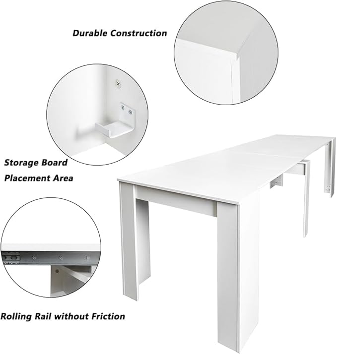 Extendable Console Dining Table for 6-10, 20"-99" Modern Extendable Dining Room Table with Storage for Small Spaces, Easy Assembly