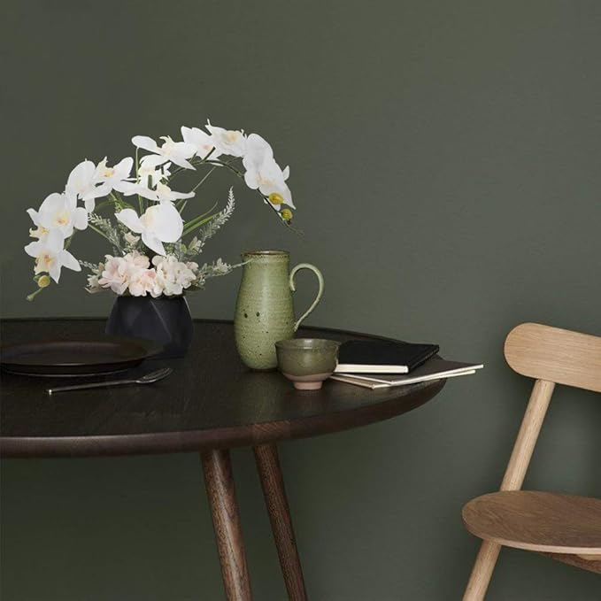 LESING Artificial Potted Orchid Flower for Table Centerpieces,Real Touch White Fake Orchid Flowers in Vase for Home Decoration (Style 2,Black Vase)