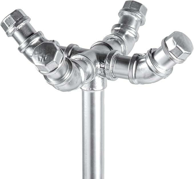 MyGift 5.5ft Freestanding Coat Rack with Silver Tone Industrial Metal Pipe Design and 12 Hooks, Entryway Organizer Stand for Hanging Coats, Hats, Purses