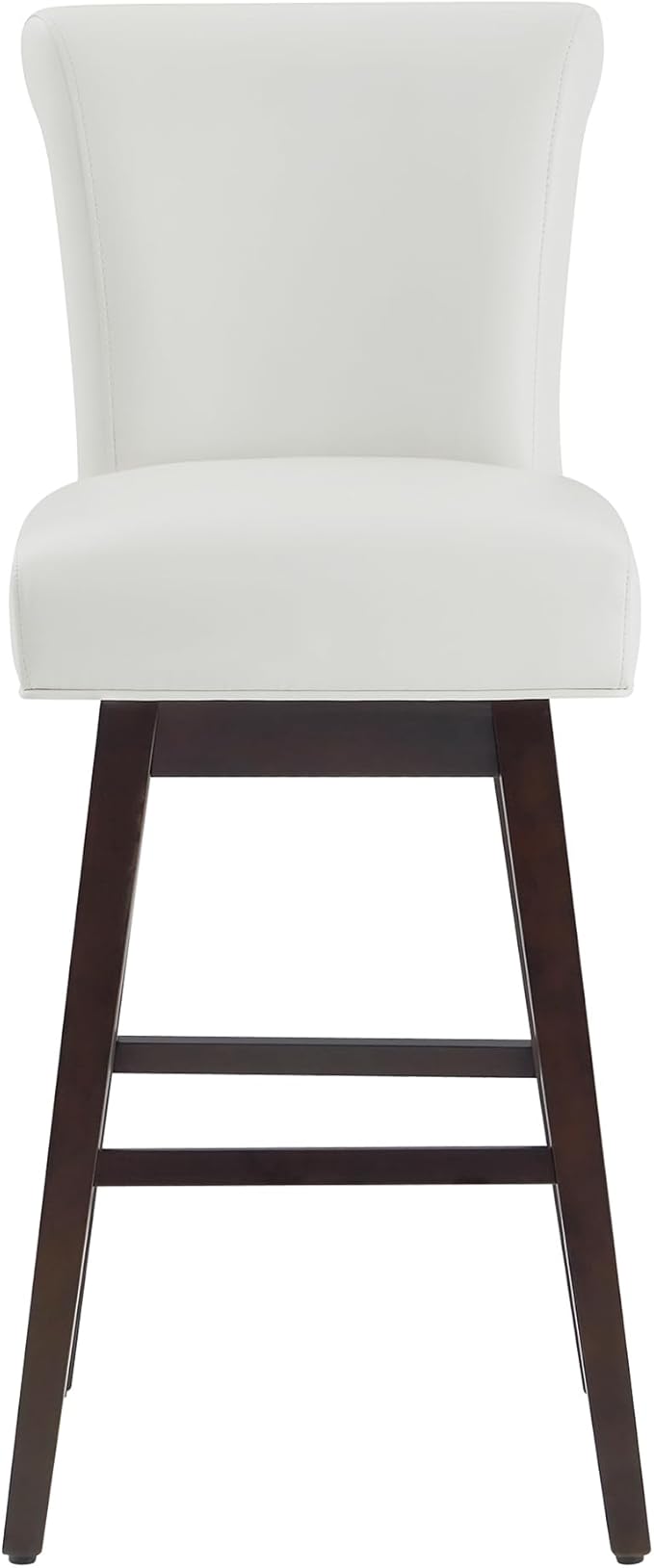 CHITA 30 Inch Counter Height Swivel Bar Stools Set of 2, FSC Certified Modern Upholstered Faux Leather Swivel Barstool Chairs with Back, White