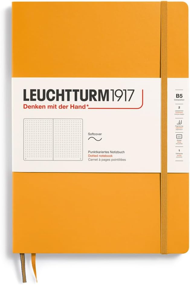 LEUCHTTURM1917 - Notebook Softcover Composition B5-123 Numbered Pages for Writing and Journaling (Dotted, Rising Sun)