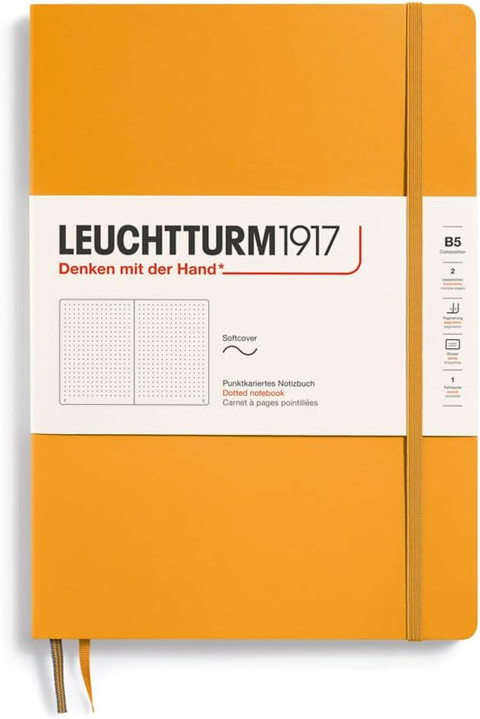 LEUCHTTURM1917 - Notebook Softcover Composition B5-123 Numbered Pages for Writing and Journaling (Dotted, Rising Sun)