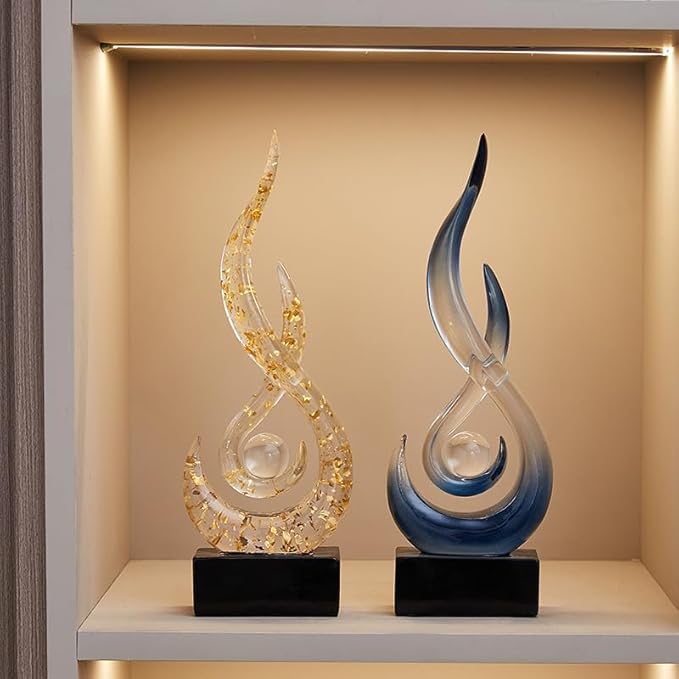 Modern Abstract Art Table Decoration,Resin Gold Statue Modern White Ornaments for Living Room Great Gift Idea Home Decor 5 * 2.5 * 10.5 inch,Collectibles