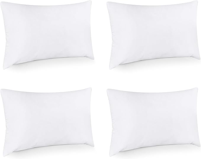 Utopia Bedding Throw Pillows (Set of 4, White), 12 x 16 Inches Pillows for Sofa, Bed and Couch Decorative Stuffer Pillow