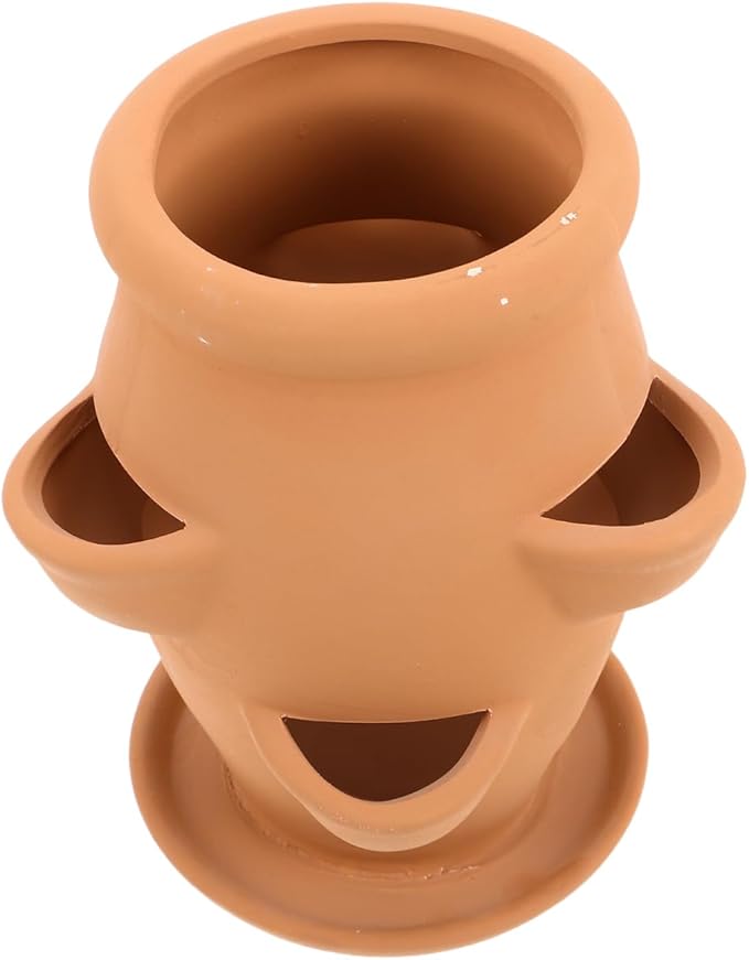 VICASKY Strawberry Planter Pot Tower Planters Outdoor Plants Terracotta Hen Chicks Pots Shaped Green Stalk Plant Stoneware Embossed Succulents Orchids Decorative Vertical Gardening Balconies