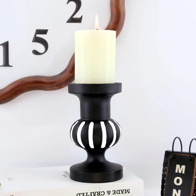 Wooden Candle Holders Pillar,Vintage Seaside Pillar Stand for Dining Table Centerpiece, Coffee Table, Mantel, Or Any Table Top，Free Standing Farmhouse Candle Holders.