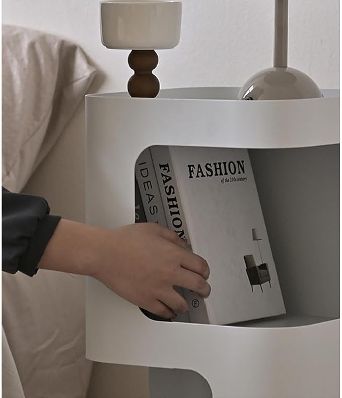 Modern Side Table,Small end Table for Small Spaces,Metal nightstand with Storage Shelf,Space-Saving Bedside Table Accent Table Drink Tables for Living Room,Bedroom.No Assembly Required