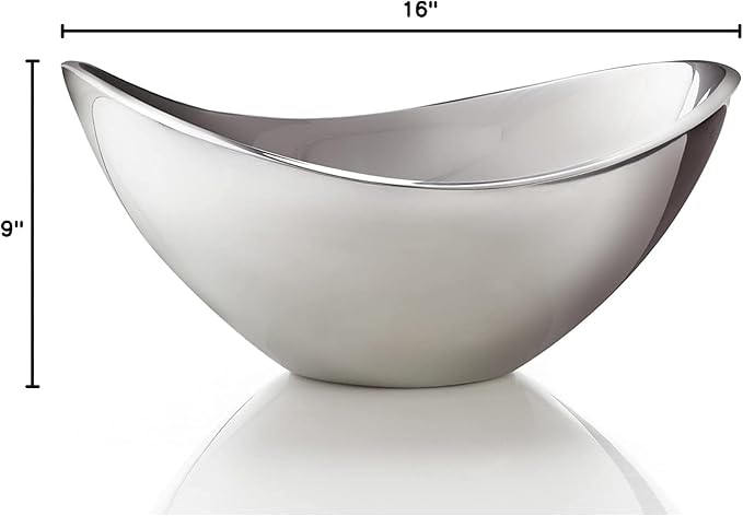 Nambe Butterfly Bowl, 16-inch - Sculptural Metal Alloy Serving Bowl, Elegant Contemporary Tableware with Graceful Curves, Retains Temperature - Oven & Freezer Safe, Decorative Centerpiece for Kitchen