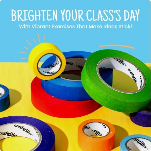 Colored Masking Tape - 6 Color Masking Tape Rolls - 990 Feet x 1 Inch Painters Tape - Colored Painters Tape Assortment - Painter Tape - Craft Tape - Labeling Colorful Masking Tape