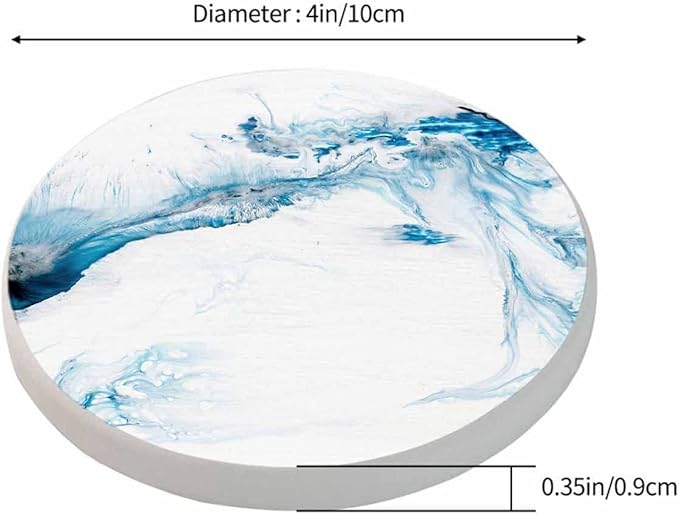 Blue Creative Liquid Coasters for Drinks 2 Pack Marble Texture Modern Contemporary Art Tabletop Protection Kitchen and Coffee Table Décor & Accessories,Set of 2