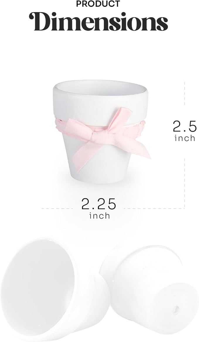 Set of 6 Seed Paper – 6 Pink Butterflies & 6 White Pots with Bow for Baby Shower, Gender Reveal, Birthday, & Other Milestone Celebrations