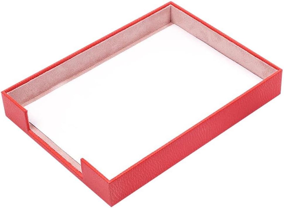 MOOGCO Leather Document Tray - Desk Organizer-Office Accessories - Desk Accessories-Office Supplies - Office Organizer - Office Gifts (RED)