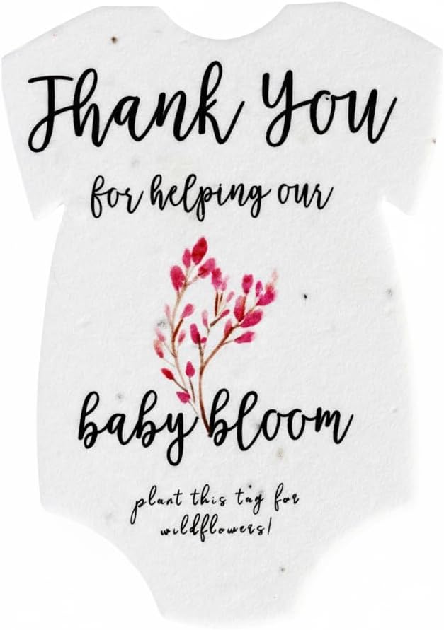 Plantable Onesie Seed Paper – 15 Pink Baby Shower Favors for Guests with Wildflower Seeds, Baby Shower Gifts for Guest