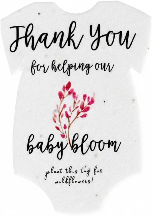 Plantable Onesie Seed Paper – 15 Pink Baby Shower Favors for Guests with Wildflower Seeds, Baby Shower Gifts for Guest