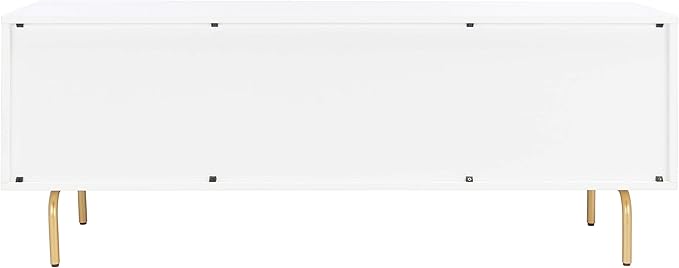 SAFAVIEH Genevieve TV Stand for up to 65" Flatscreen – White & White Washed Finish, Mid-Century Modern Storage Cabinet, Entertainment Media Console (MED5000C)