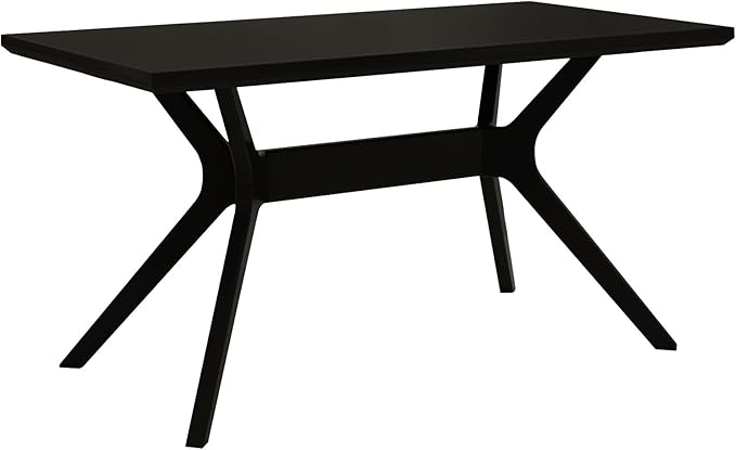 Plank+Beam Verso Rectangular Dining Table, 60 Inch Solid Wood Kitchen Table, Minimalist Table for Dining Room, Black