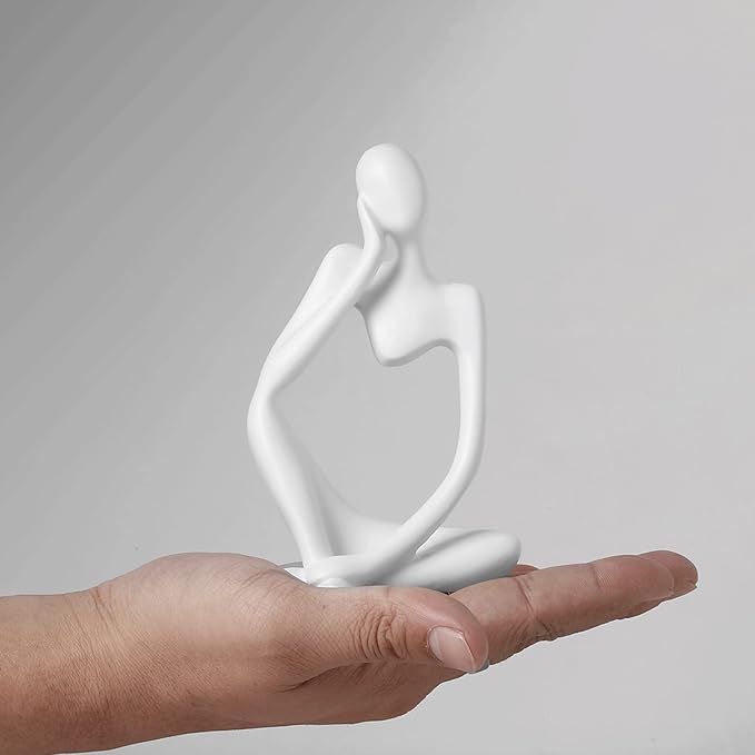 BrownLove 3pcs Decor White Thinker Statue Abstract Art Sculpture，Resin Collectible Figurines for Home Living Room Office Shelf Decoration