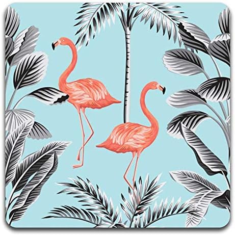 Tropical Flamingo Square Coaster Set - Made of Recycled Rubber - Set of 4