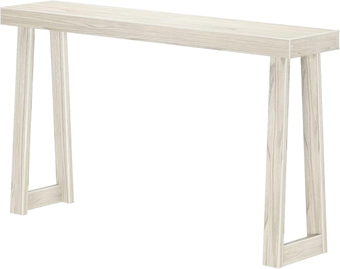 Plank+Beam Solid Wood Console Table, 56 Inch, Sofa Table, Narrow Entryway Table for Hallway, Behind The Couch, Living Room, Foyer, Easy Assembly, Coastal White