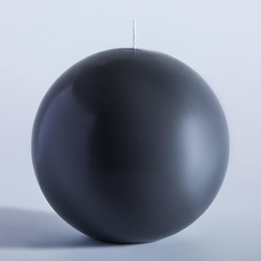 MOZEAL Hand-Poured, 6 Inch Dark Gray Large Round Ball Candles - Elegant Dark Gray Round Pillar Candles, Dripless, Unscented, Smokeless, Ideal for Modern Home Decor.