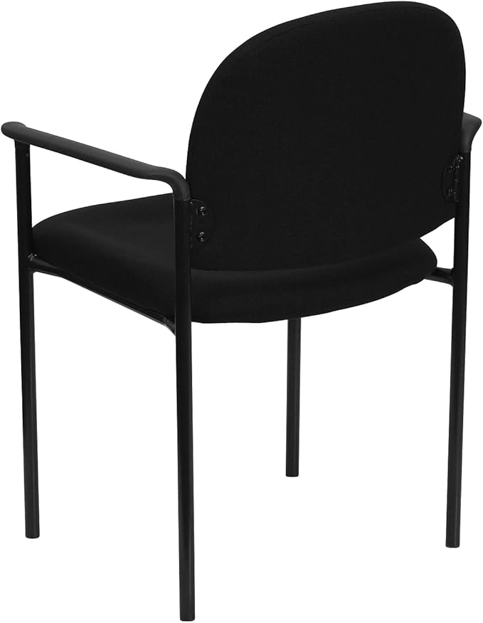 Flash Furniture Tiffany Side Reception Chair with Armrests, Stackable Fabric Waiting Room Chair for Commercial or Residential Use, Black