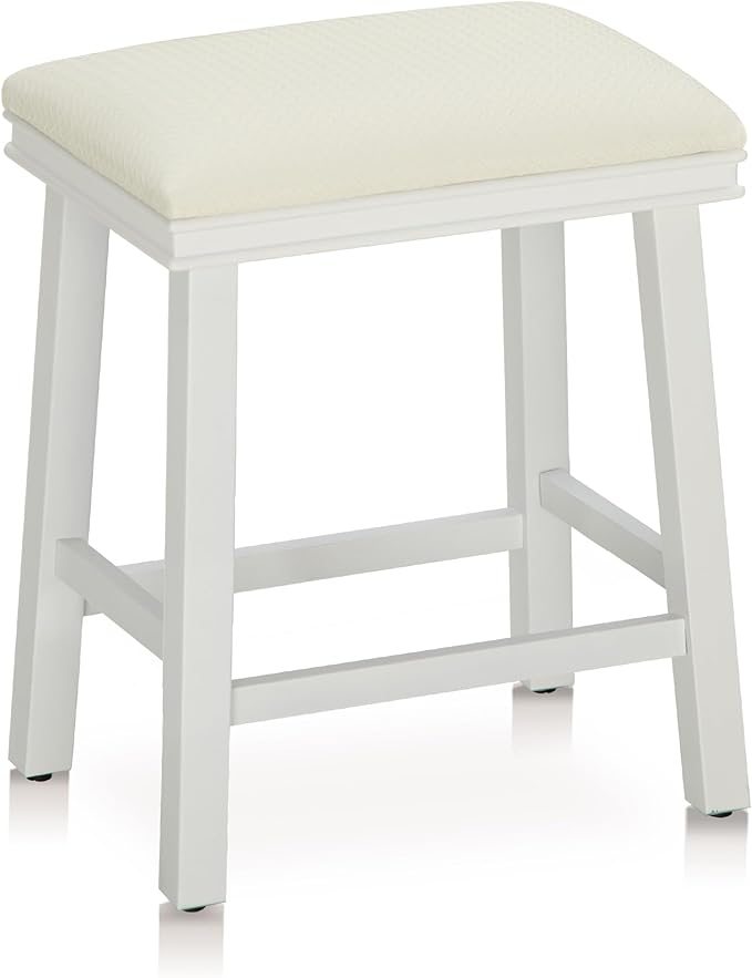 PHI VILLA Bar Stools - Solid Wood Legs Counter Height Barstools with Upholstered Saddle Seat, 24 inch Kitchen Counter Island Stools