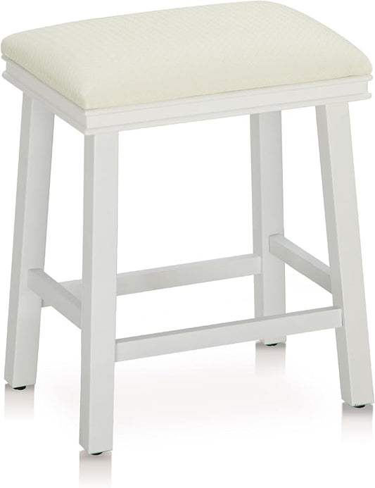 PHI VILLA Bar Stools - Solid Wood Legs Counter Height Barstools with Upholstered Saddle Seat, 24 inch Kitchen Counter Island Stools