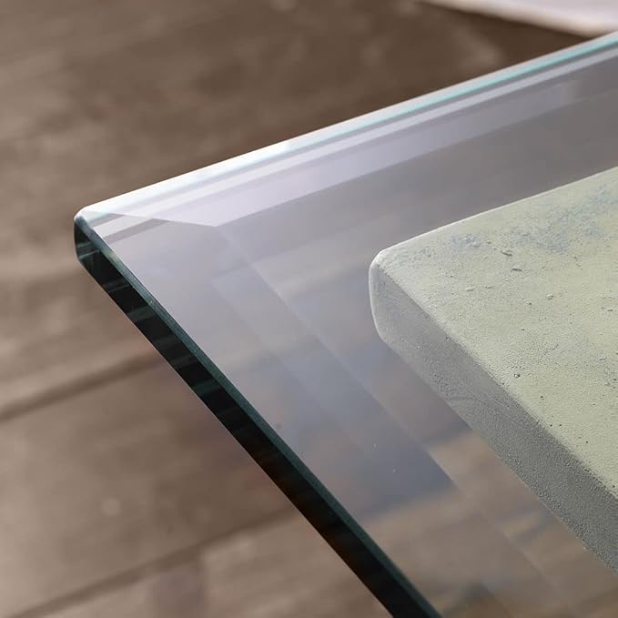 Fab Glass and Mirror 30" X 48" Rectangle 1/2" Inch Thick Tempered Radius Corners Beveled Edge Polish Glass Table Top, Clear