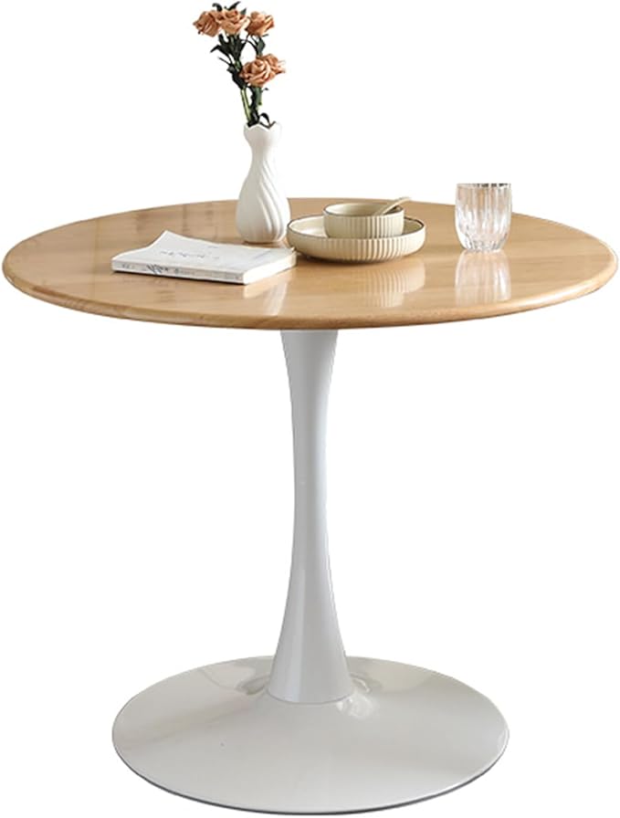 23.62" Mid-Century Round Dining Table, Small Dining Table, Side Table for 2 People, Small Round Dining Room Table with Sturdy Trumpet Base, Circle Kitchen Table for Dining Room, Kitchen, Living Room