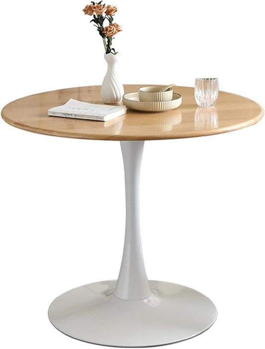 23.62" Mid-Century Round Dining Table, Small Dining Table, Side Table for 2 People, Small Round Dining Room Table with Sturdy Trumpet Base, Circle Kitchen Table for Dining Room, Kitchen, Living Room
