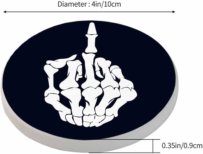 Hand Posing Anti Slip Coasters Human Skeleton Bone Isolated Cool Symbol Cups Place Mats for Table Home Decor 4 Inches Living Room Kitchen Coffee Table,2 Pcs