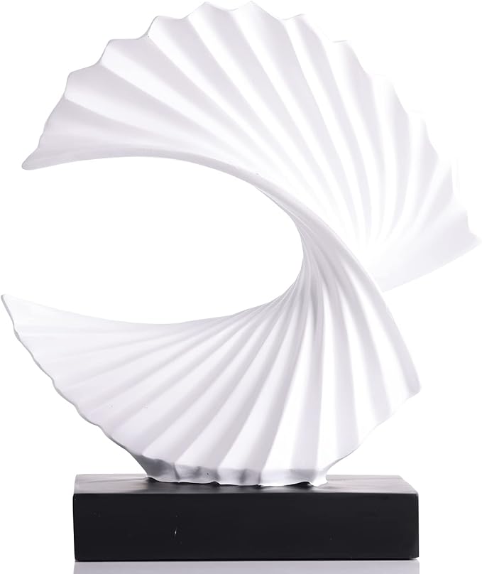 White Wave Sculpture, Modern Ocean Wave Home Accents, Resin Art Statue for Shelf, Coffee Table, TV Stand Adornos Modernos