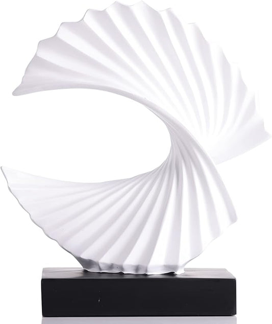 White Wave Sculpture, Modern Ocean Wave Home Accents, Resin Art Statue for Shelf, Coffee Table, TV Stand Adornos Modernos