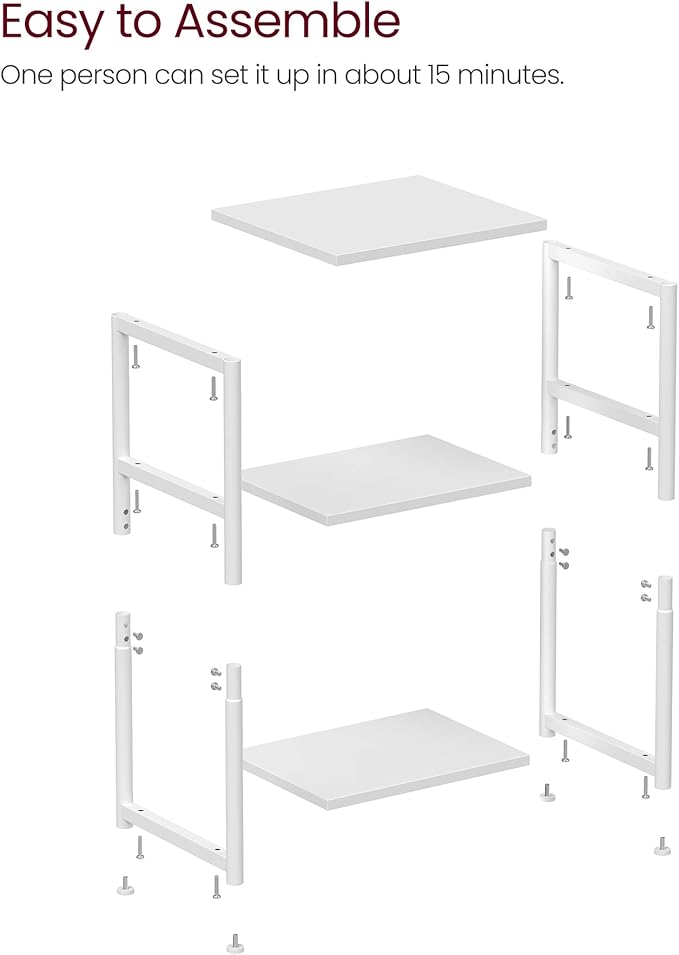 VASAGLE Side Table, Small End Table, Tall Nightstand for Living Room, Bedroom, Office, Bathroom, White ULET273W14