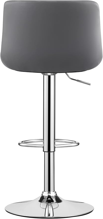 MINCETA Bar Stools,Modern Upholstered Swivel Stool with Back for Bar and Counter Height, Adjustable Height 24" to 34",1 Piece,PU in Dark Gray